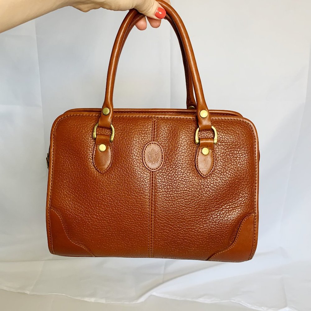 Vintage Liz Claiborne Pebbled Leather Satchel Bag